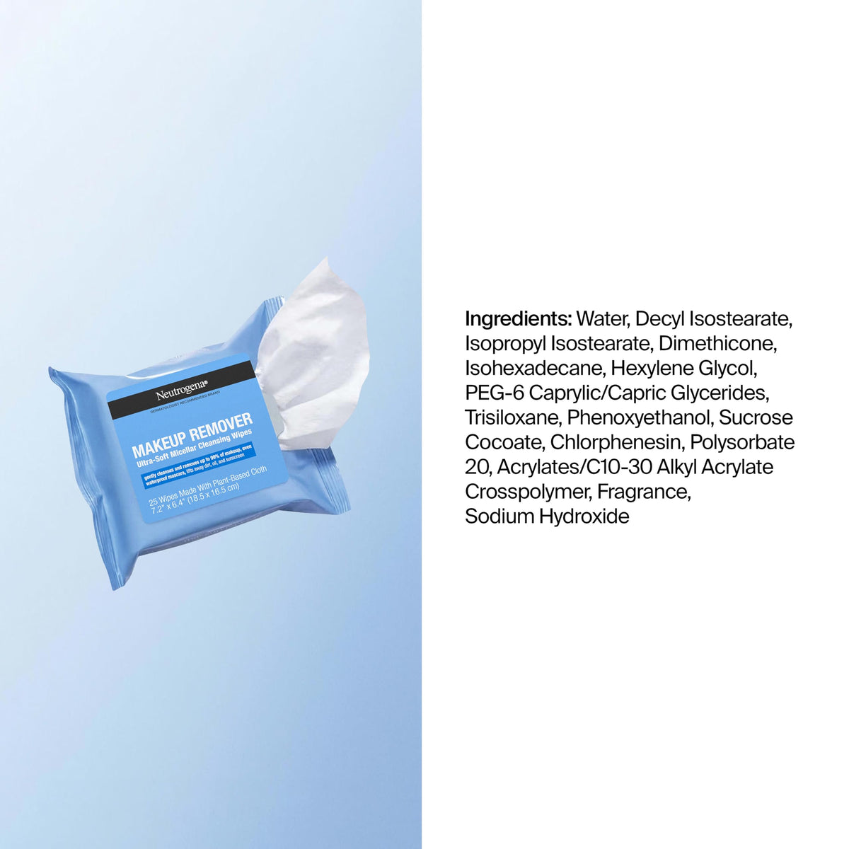 Neutrogena folded wipe close detail showing ultra-soft cloth and comfort benefit