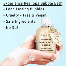 New Miuz dense bubbles filling a bathtub, helping create a relaxing home spa environment