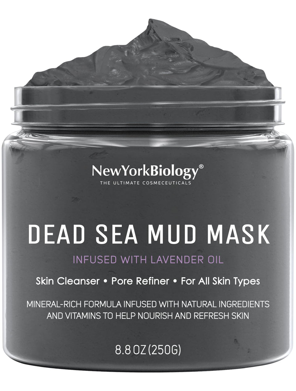 New York Biology mask front jar shot showing label and benefits