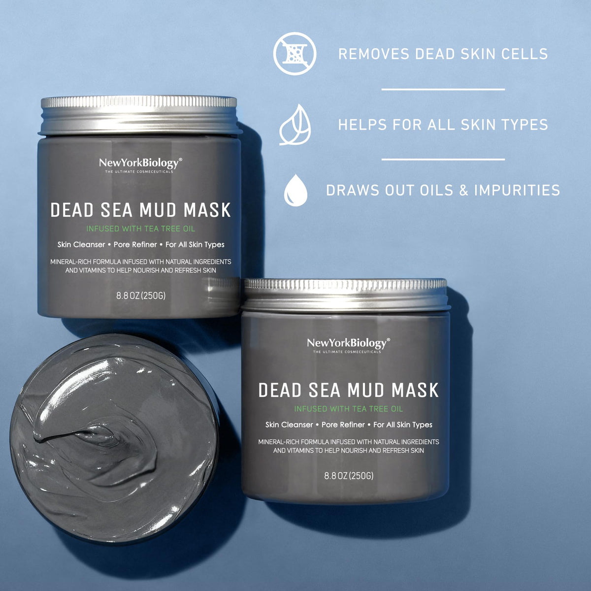 New York Biology close-up texture of mud mask showing smooth creamy mineral blend
