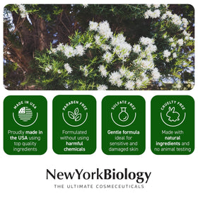 New York Biology on bathroom shelf suggesting daily self-care use