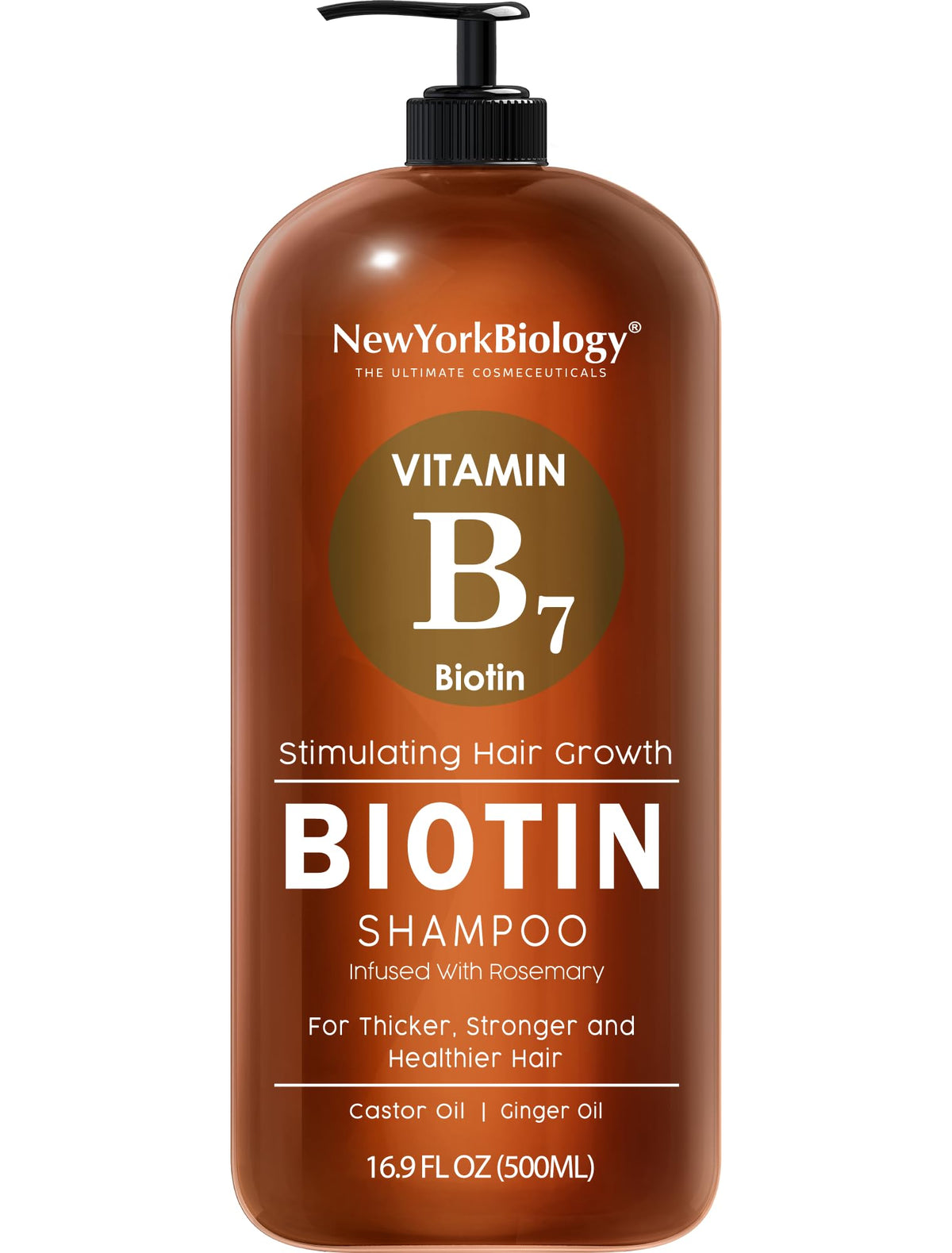 New York Biology front bottle view showing label and benefit for thicker hair