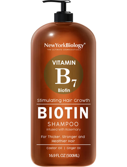 New York Biology front bottle view showing label and benefit for thicker hair