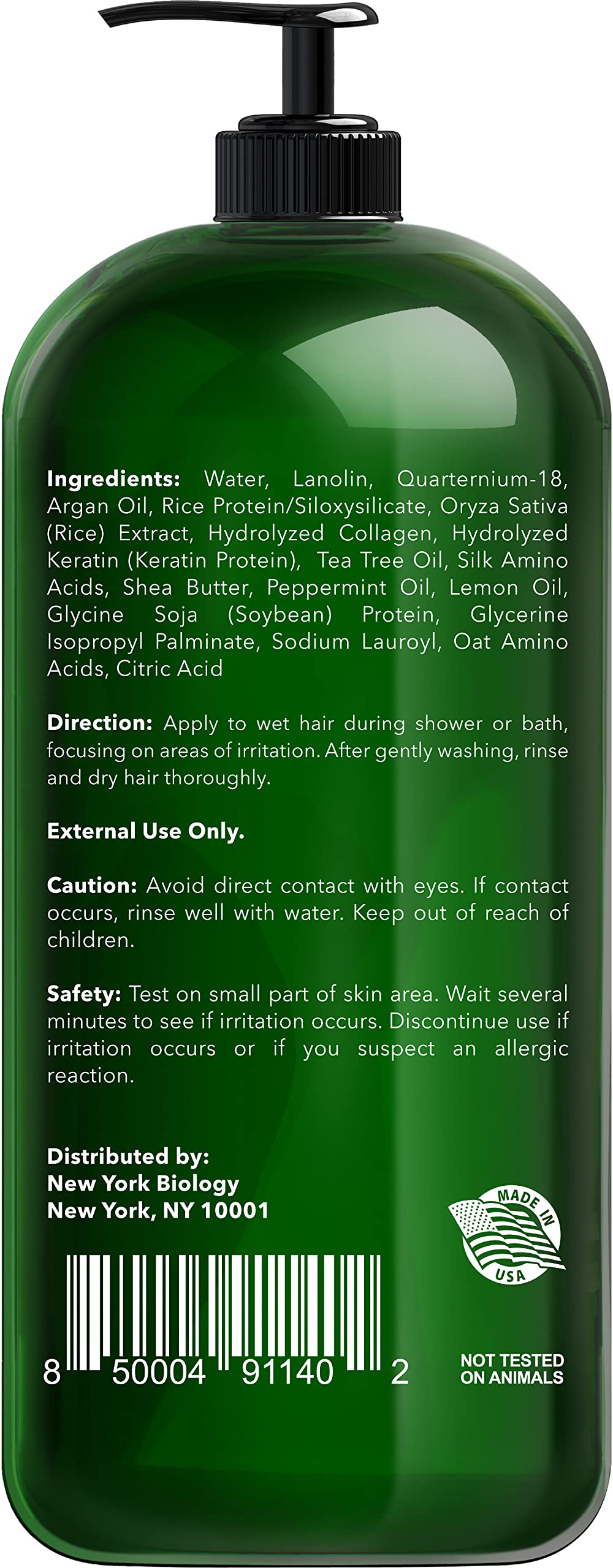 New York Biology back label with ingredients and usage directions visible