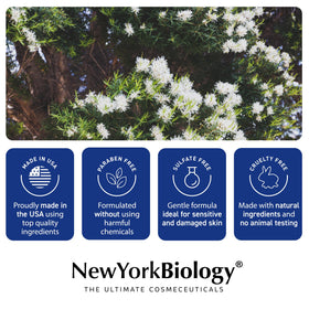 new york biology in shower scene demonstrating refreshing mint cleanse and soothing effect