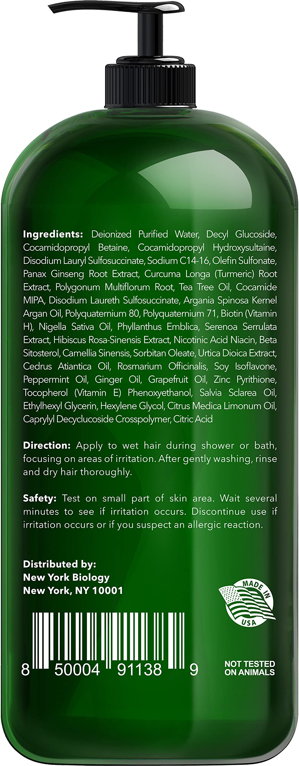 New York Biology back label close-up listing ingredients and instructions