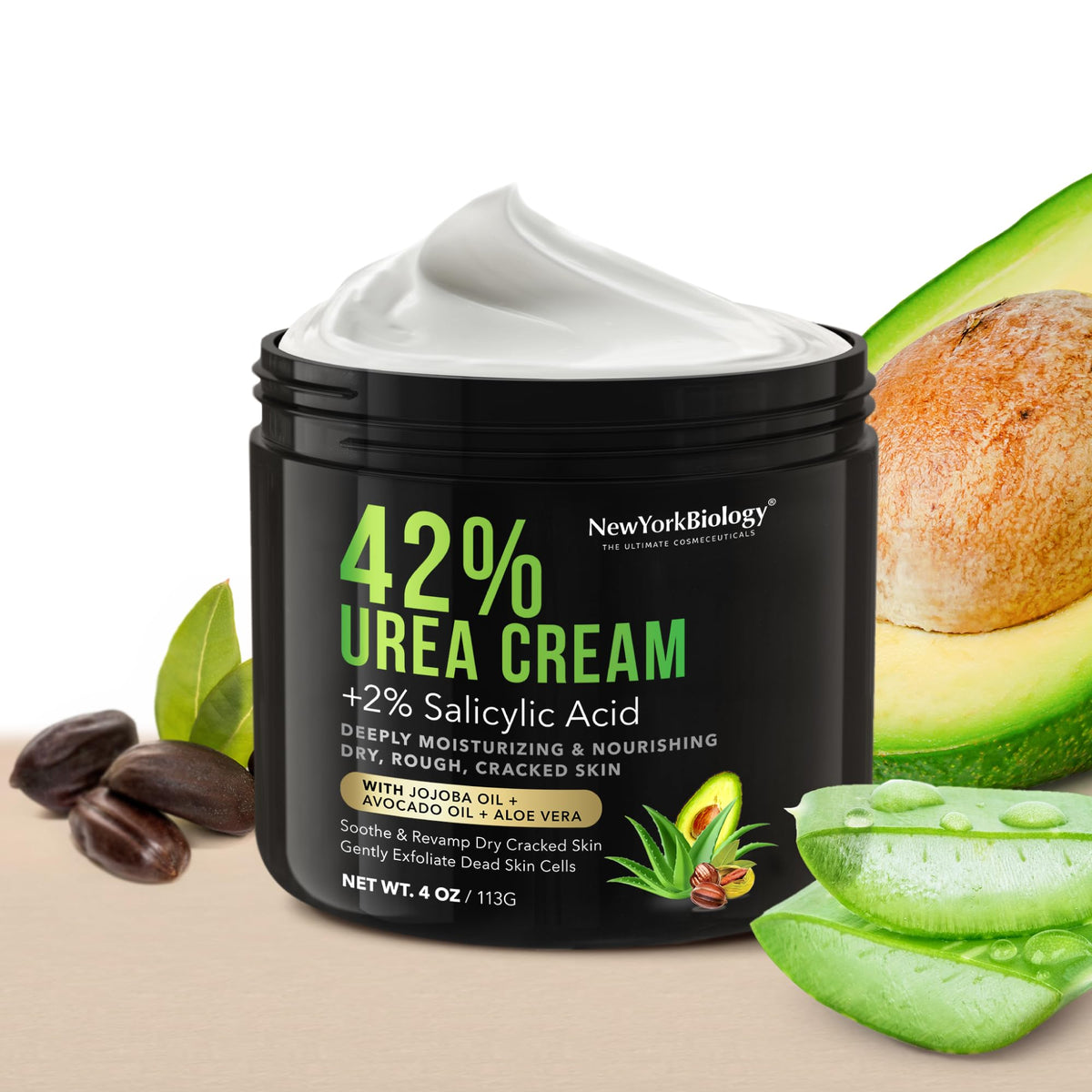 New York Biology cream being applied to heel for softer skin