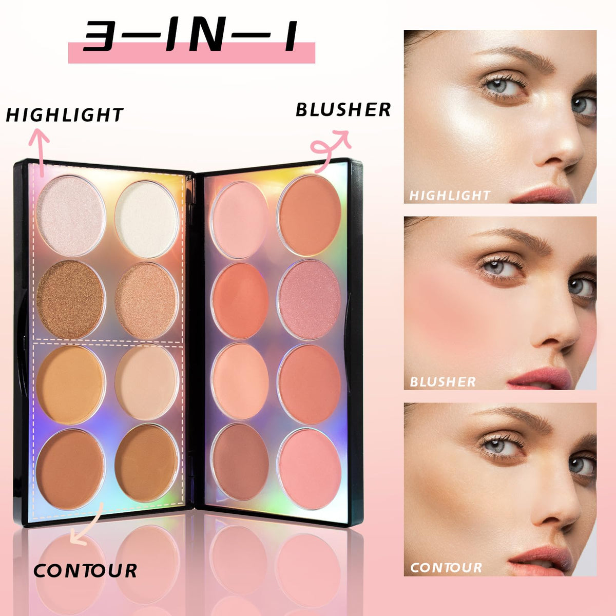 NewBang brush with palette in hand showing size and easy on-the-go application benefit