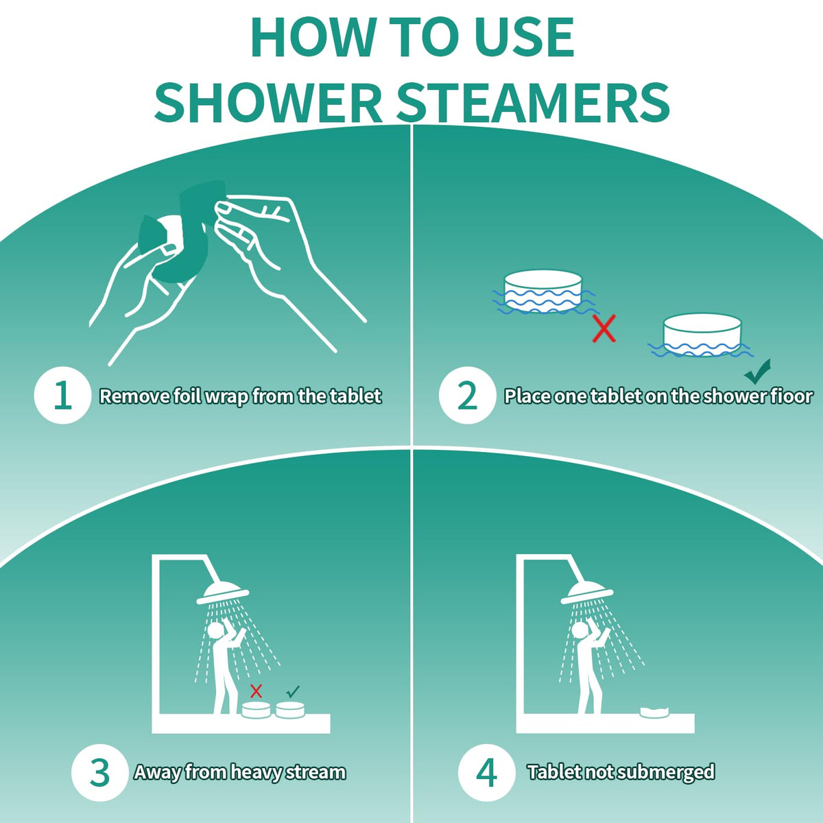 NEWFEIFAN shower steamers staged in bathroom for lifestyle appeal and self-care ritual