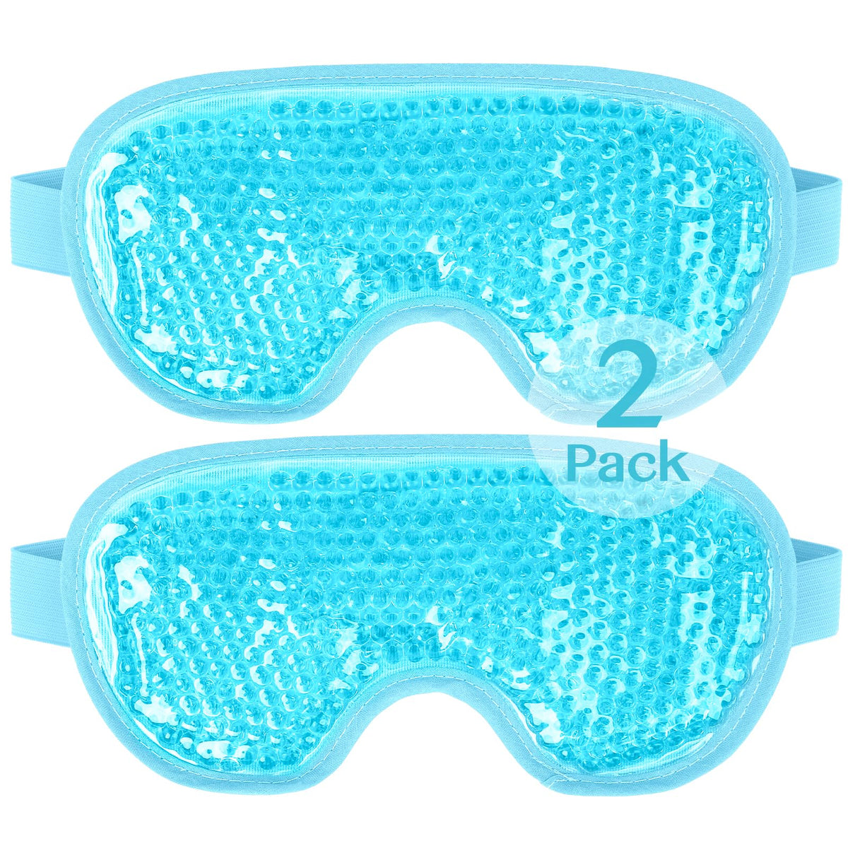 NEWGO front view of blue 2-pack mask showing packaging and color, highlights portability