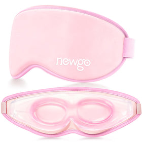 NEWGO front view of pink mask showing soft fabric and blackout benefit