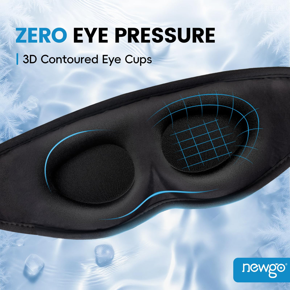 NEWGO mask placed in refrigerator indicating chilled cold therapy readiness