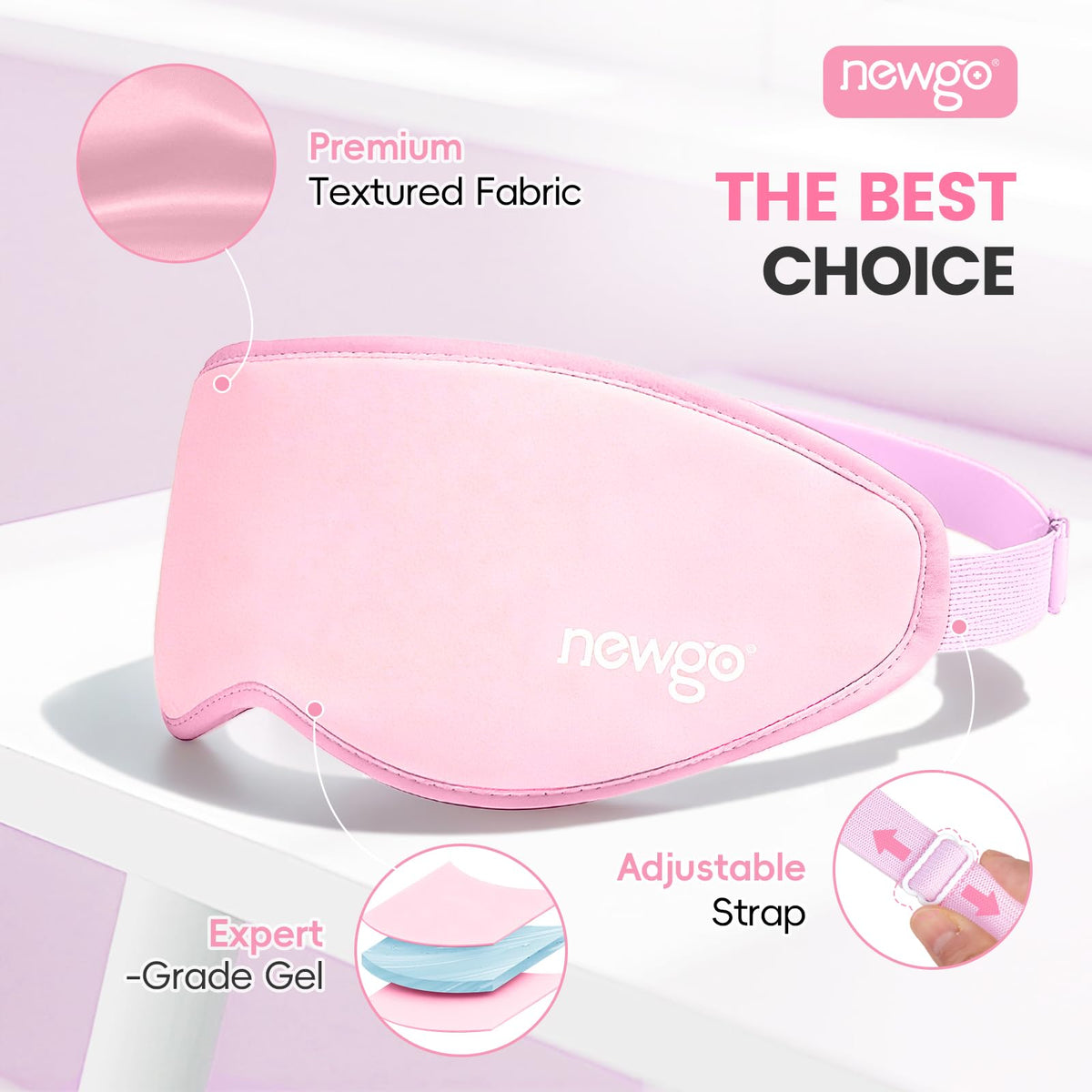 NEWGO mask next to hand for scale showing compact portable benefit