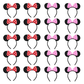 NEWTGAN front view of mixed pink and black headbands showing party-ready set
