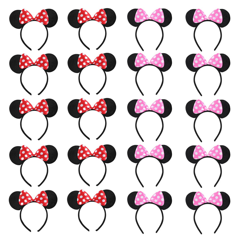 NEWTGAN front view of mixed pink and black headbands showing party-ready set