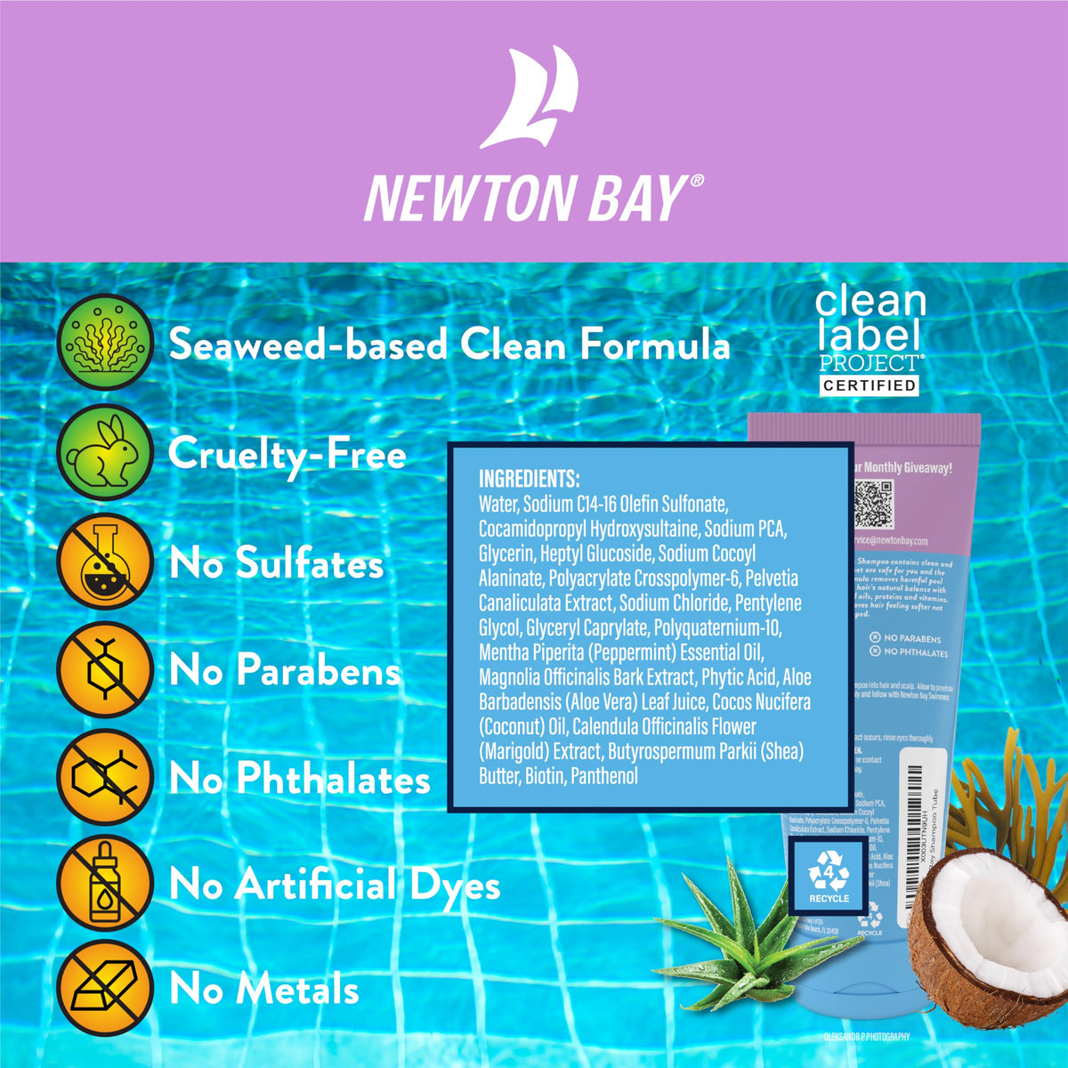 Newton Bay shampoo lather close-up demonstrating gentle foam