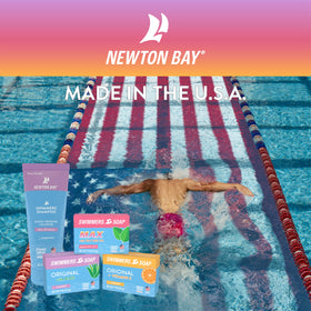Newton Bay soap held in hand showing 4-ounce size for travel convenience