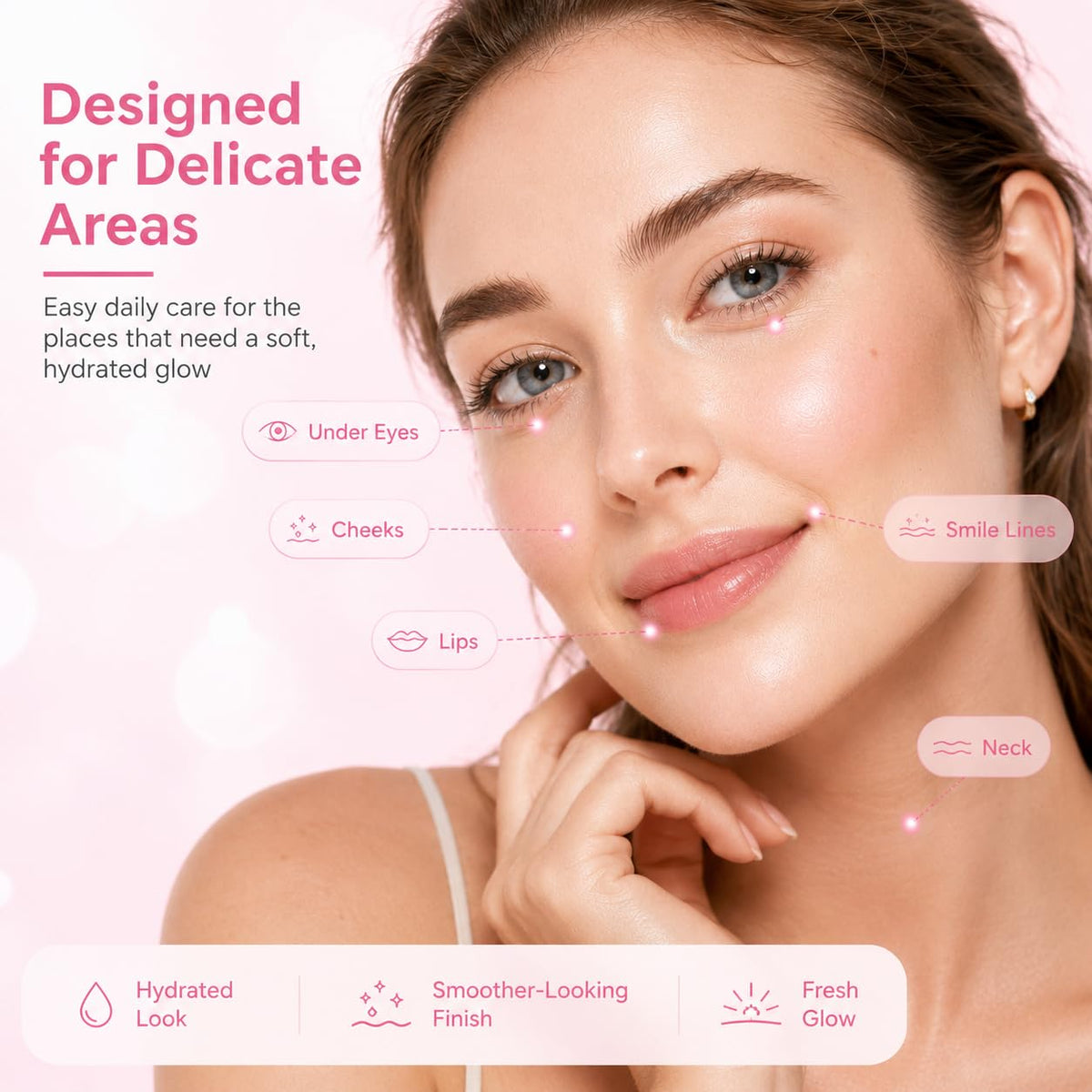 NEWUREHO balm applied under eye showing quick refresh benefit