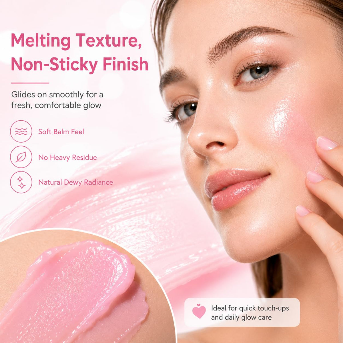 NEWUREHO balm on lips close detail showing hydrated, plumping benefit