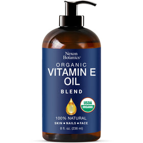 Nexon Botanics amber bottle front view showing clear label and volume benefit
