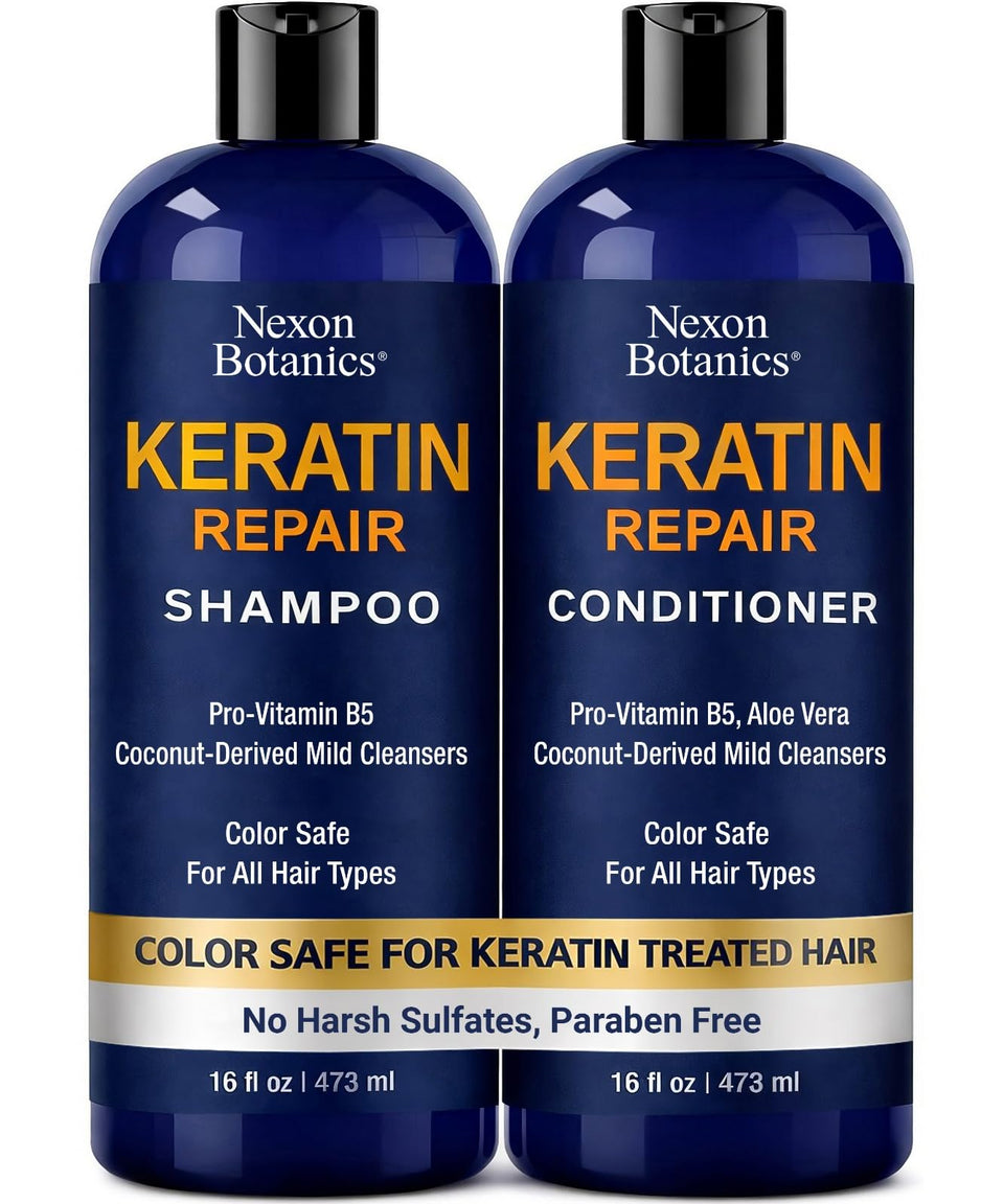 Nexon Botanics front packaging showing both 16 fl oz bottles and benefits