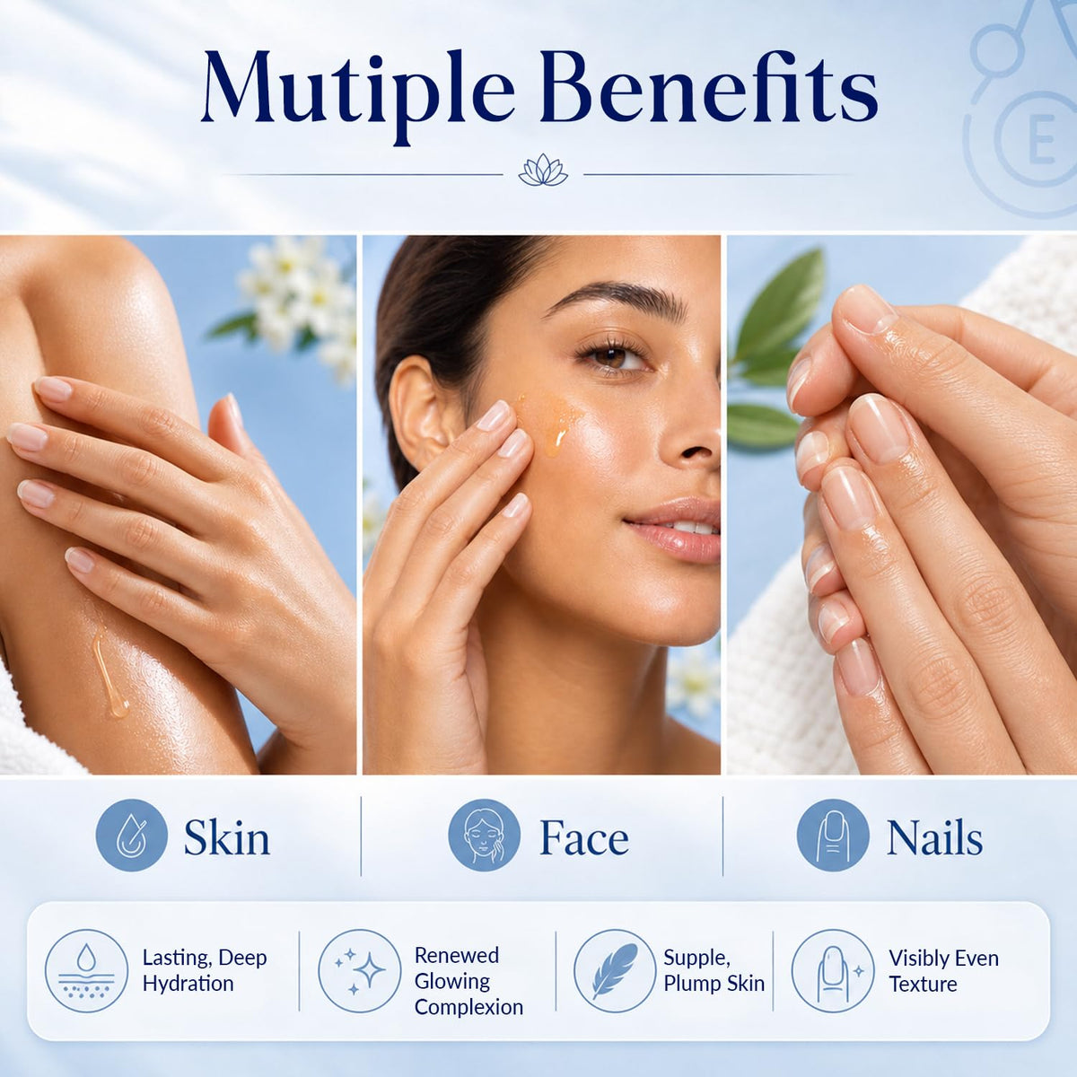 Nexon Botanics oil pouring drop closeup highlighting smooth absorption benefit