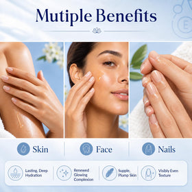 Nexon Botanics oil pouring drop closeup highlighting smooth absorption benefit