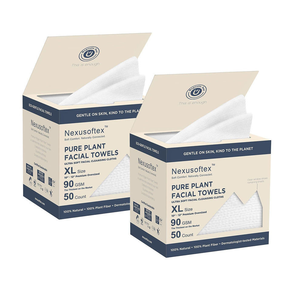 Nexusoftex front packaging with window showing remaining towels and hygiene benefit
