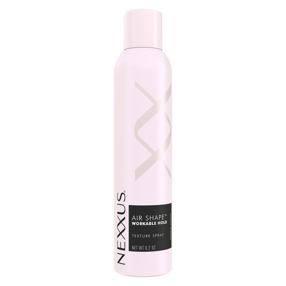 Nexxus front packaging showing spray can and branding with styling benefits