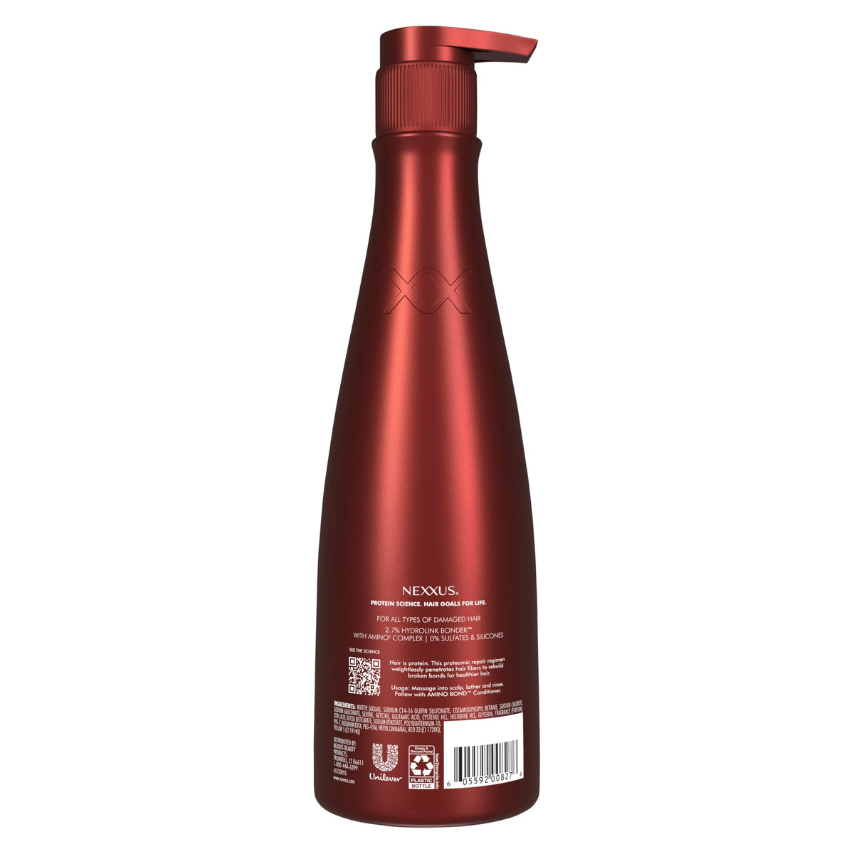 Nexxus back label close-up highlighting ingredients and usage directions