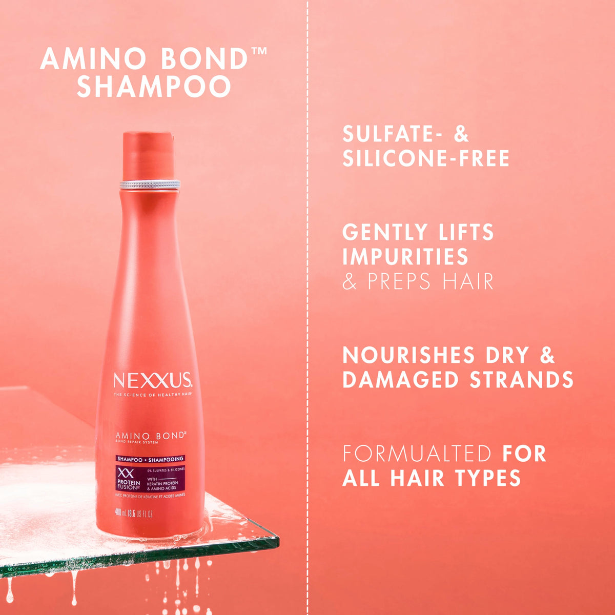 Nexxus Amino Bond conditioner texture close-up showing creamy consistency for deep penetration