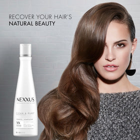 Nexxus before and after buildup comparison showing lighter hair movement