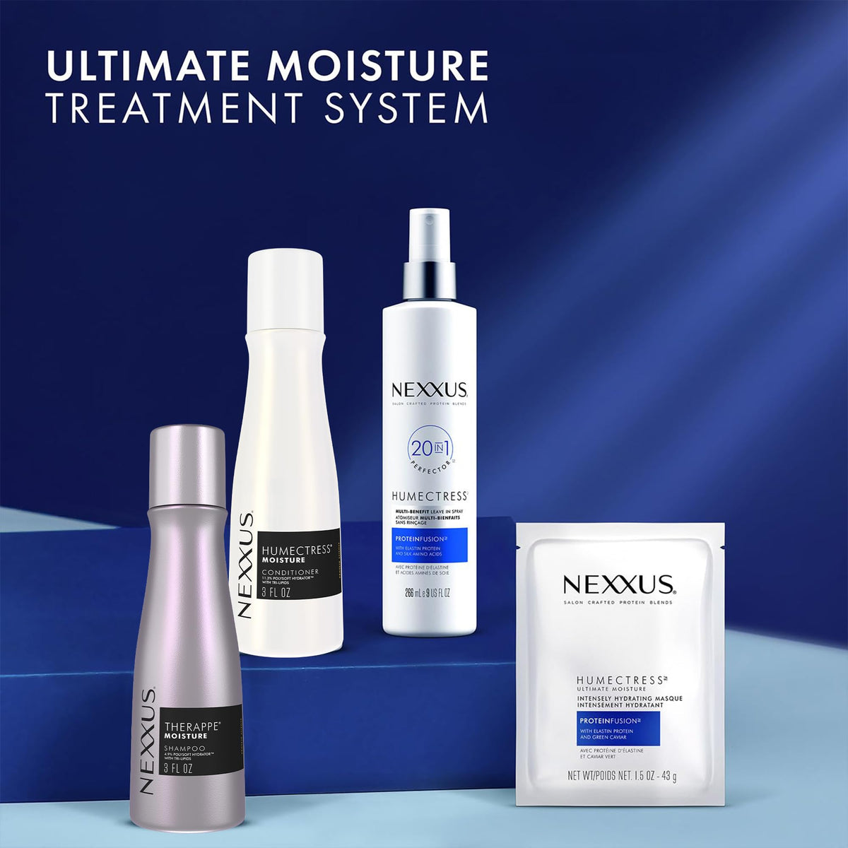 Nexxus before and after hair showing improved shine and smoothness