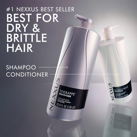 Nexxus before and after hair texture comparison showing improved manageability