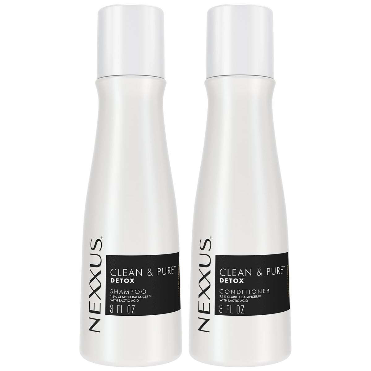 Nexxus front packaging showing travel shampoo and conditioner for gentle cleansing