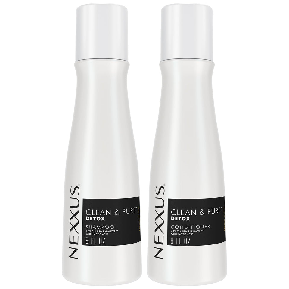 Nexxus front packaging showing travel shampoo and conditioner for gentle cleansing