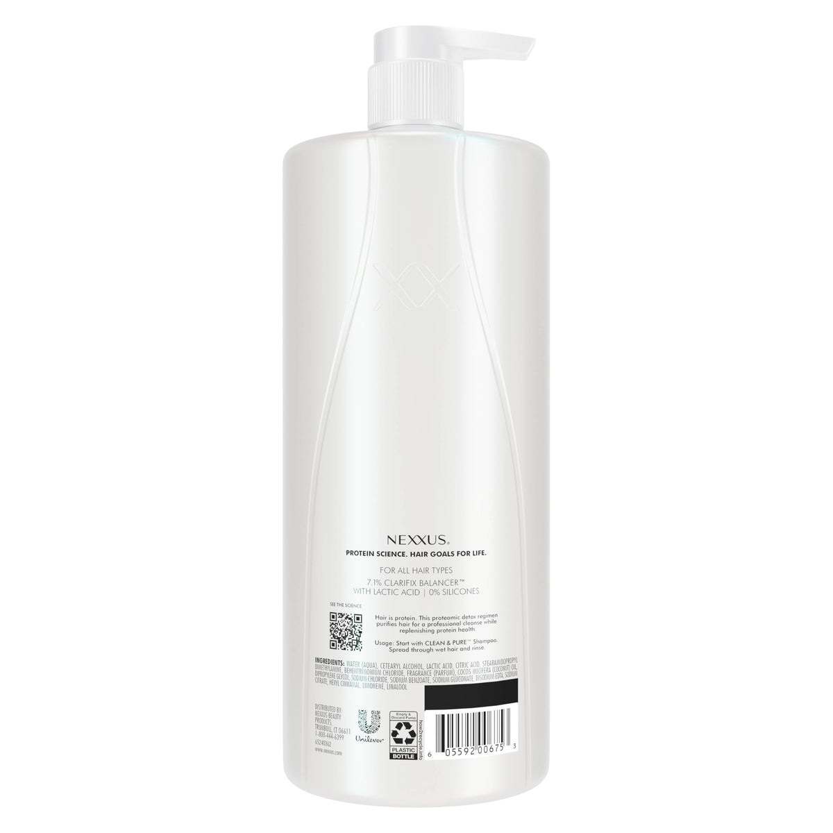 Nexxus label close-up highlighting Clarifix Balancer technology benefits