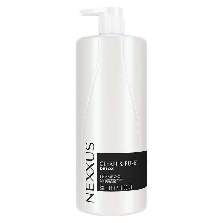Nexxus front bottle showing detox shampoo packaging and professional benefits