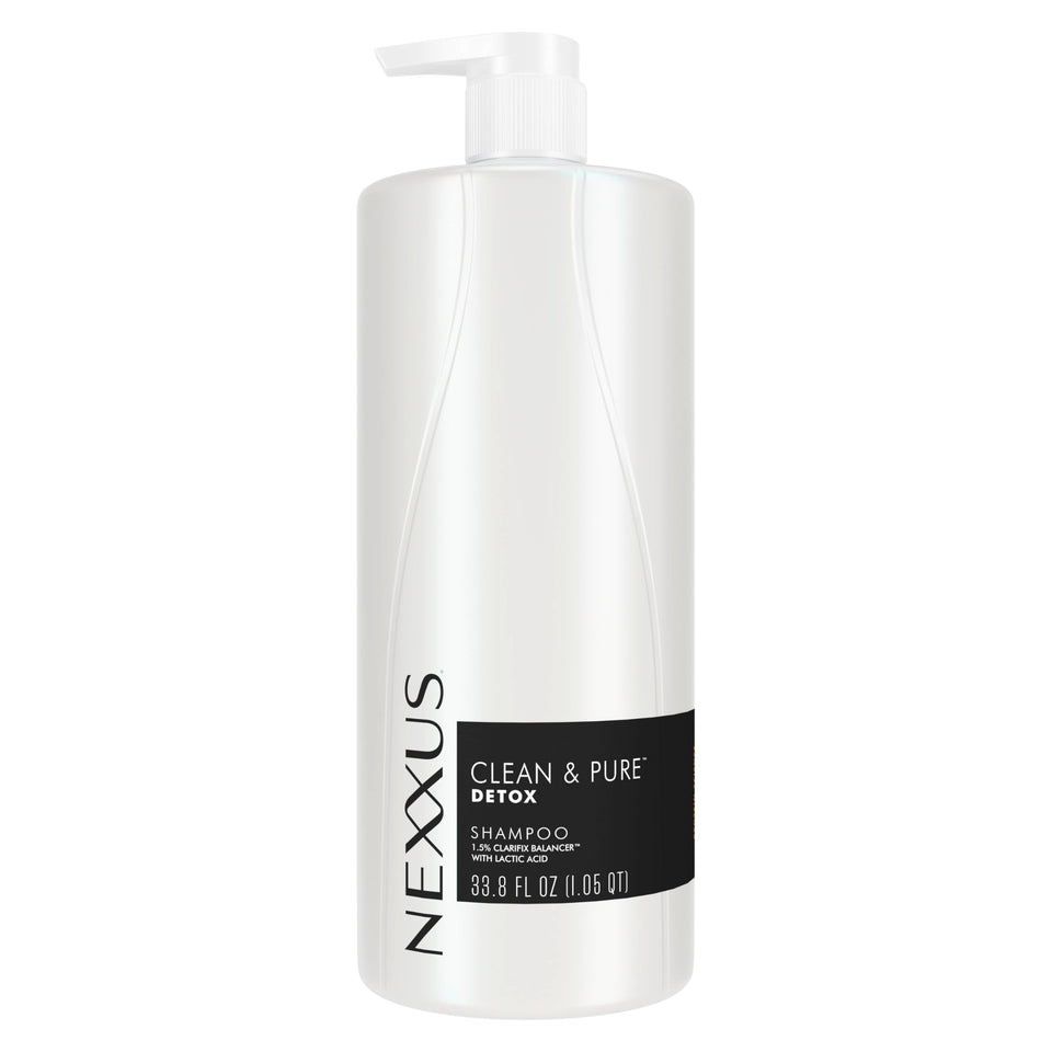Nexxus front bottle showing detox shampoo packaging and professional benefits