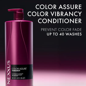 Nexxus conditioner being applied to color-treated hair in salon-style benefit