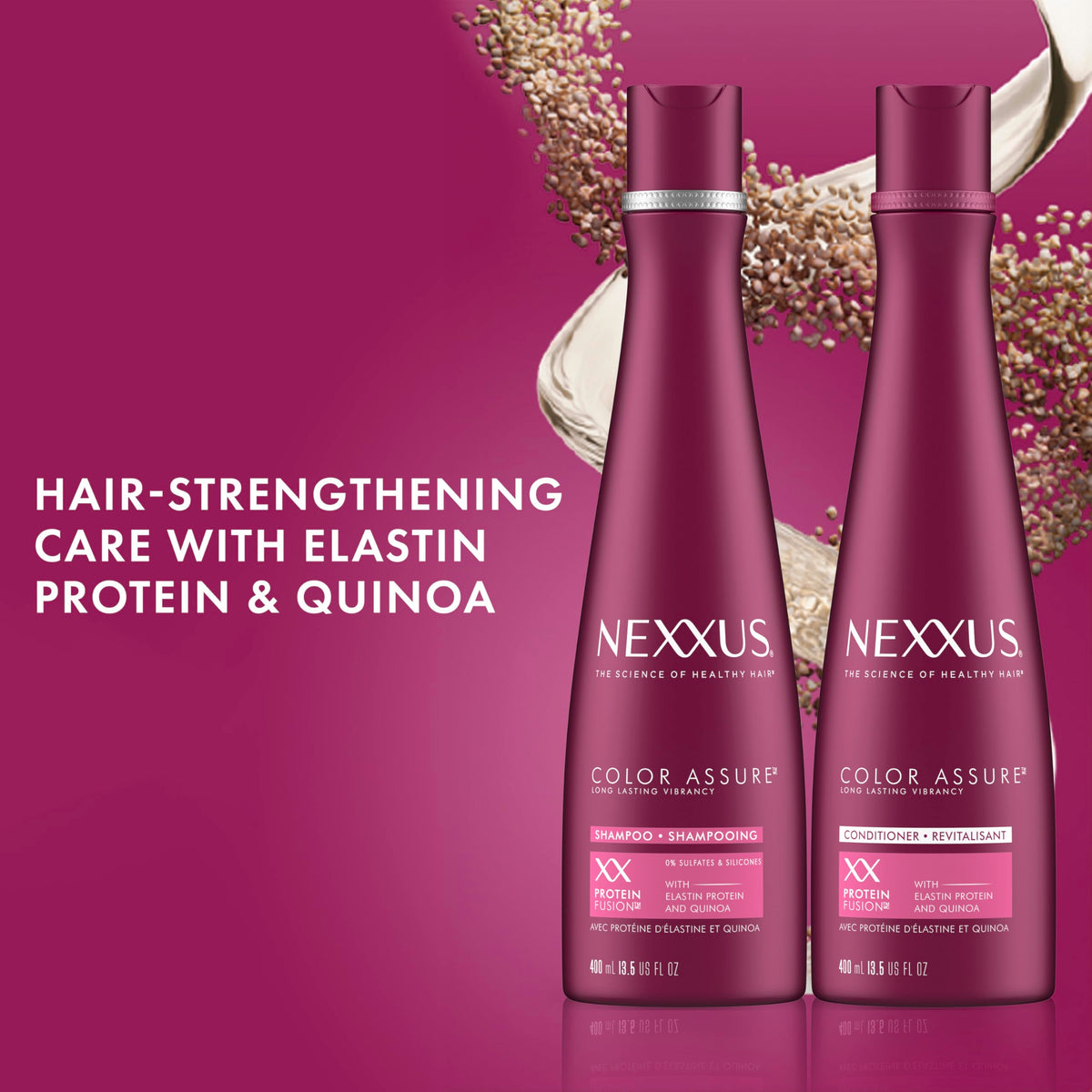 Nexxus back label details highlighting directions and ingredient benefits
