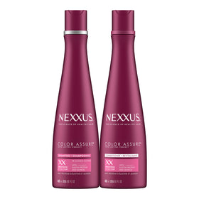 Nexxus front packaging showing two bottles and clear product identity benefits