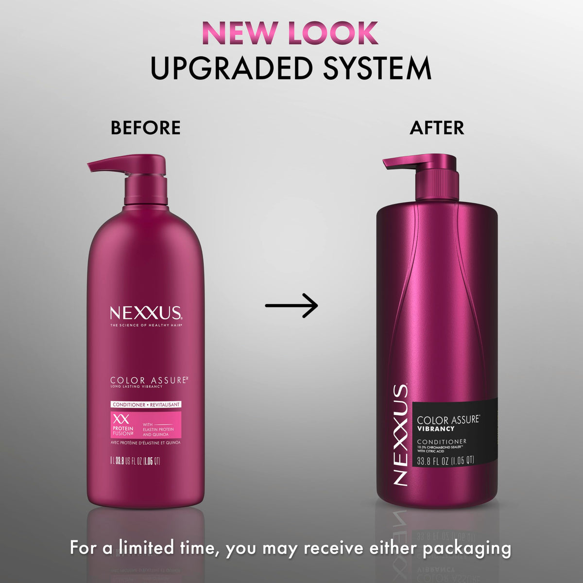 Nexxus pump and cap detail for easy, controlled dispensing benefit
