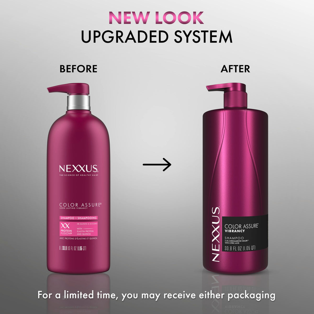 Nexxus pump dispensing shampoo with visible lather for gentle cleansing
