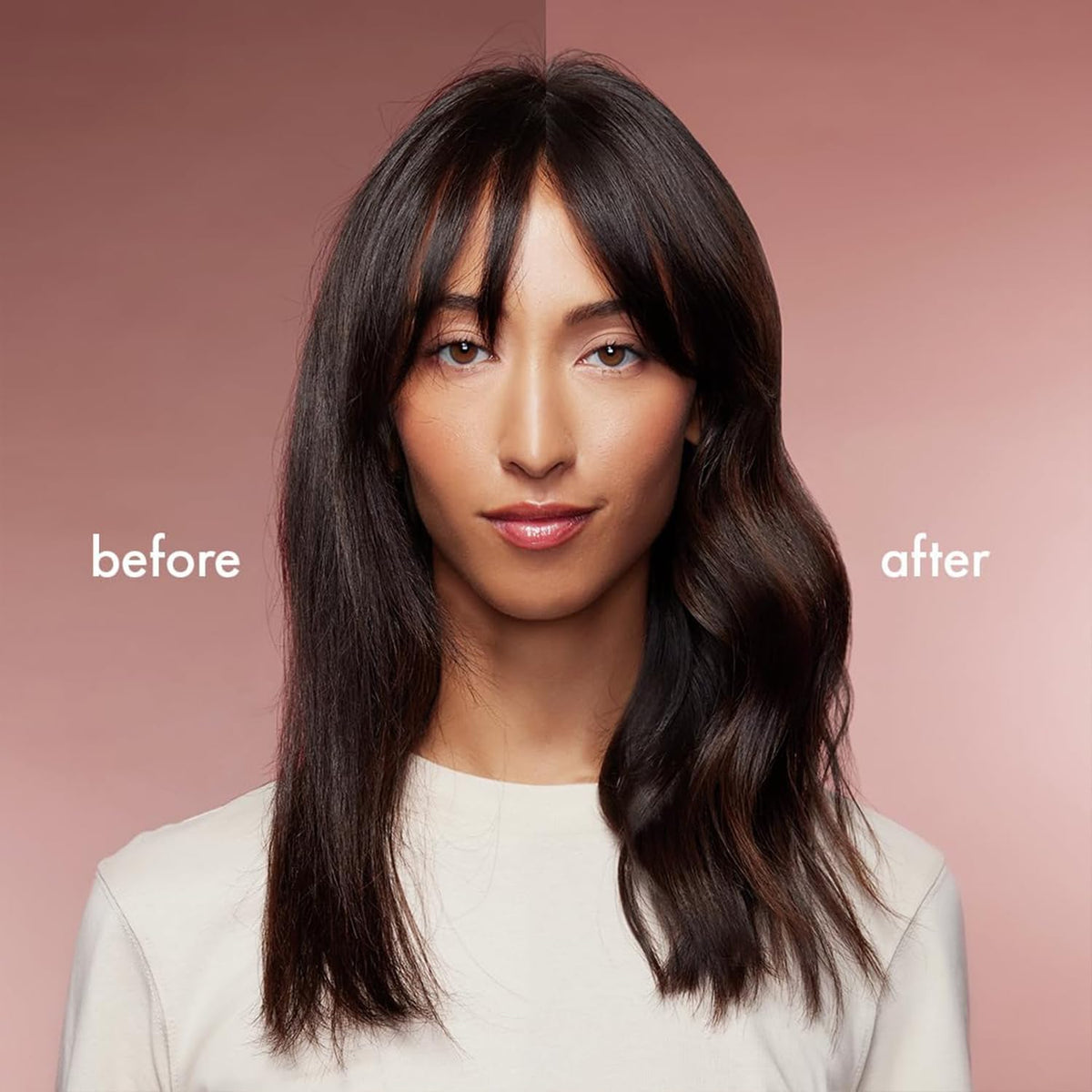 Nexxus on a bathroom vanity showing quick styling and on-the-go refresh benefit