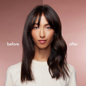 Nexxus on a bathroom vanity showing quick styling and on-the-go refresh benefit