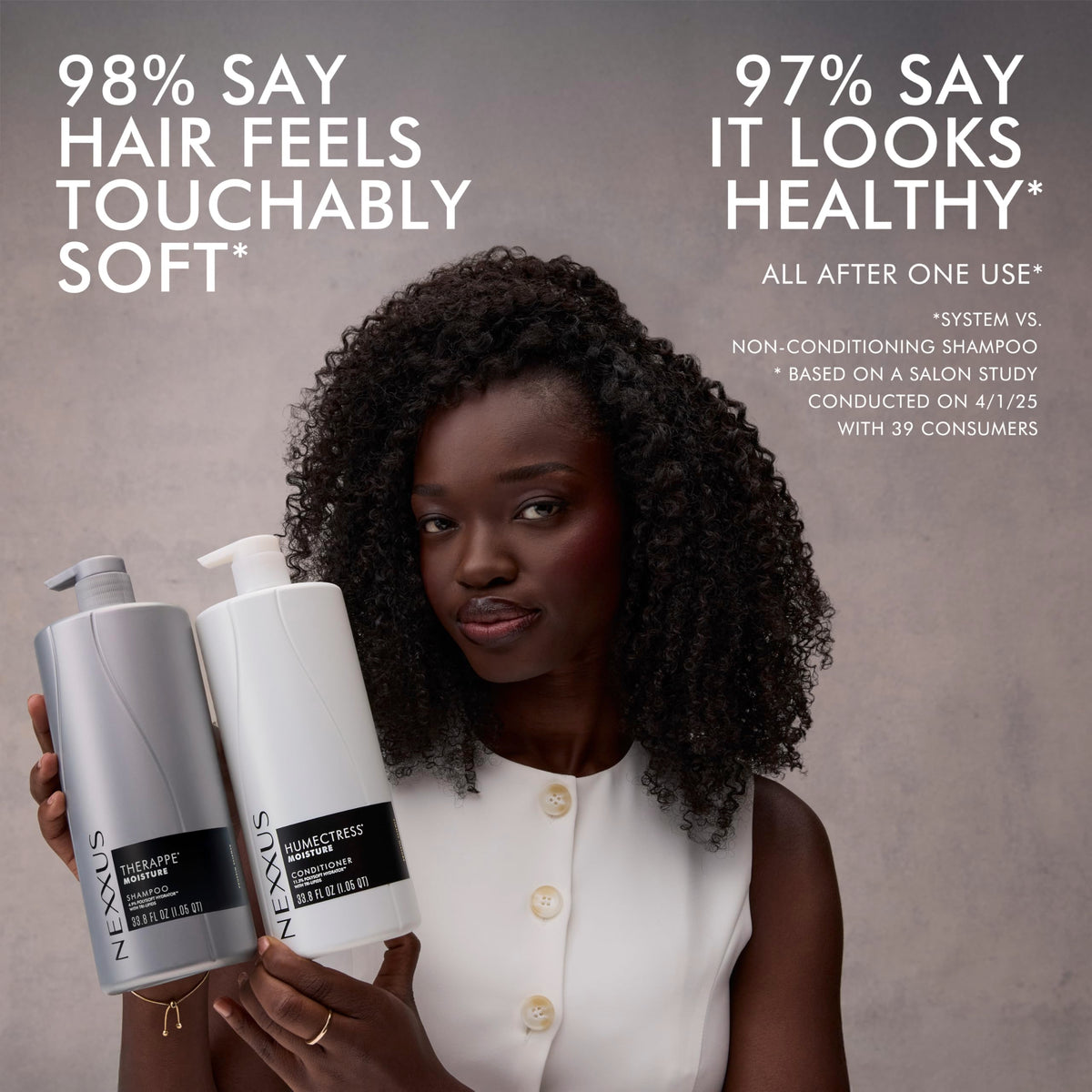 Nexxus conditioner cream pouring to show creamy texture for smoothness