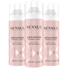 Nexxus front packaging three travel-size cans shows portability and convenience