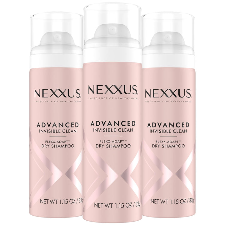 Nexxus front packaging three travel-size cans shows portability and convenience