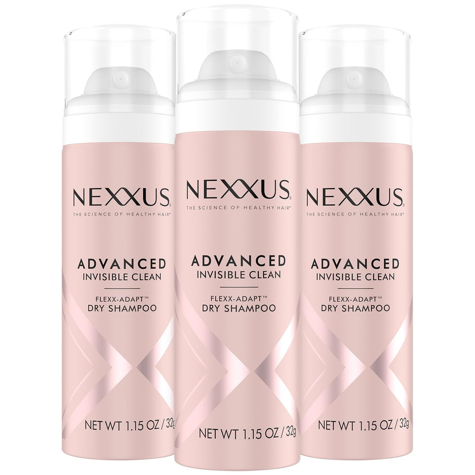 Nexxus front packaging three travel-size cans shows portability and convenience